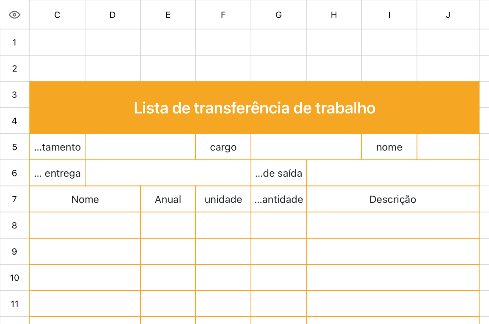 Lista de transferência de trabalho
